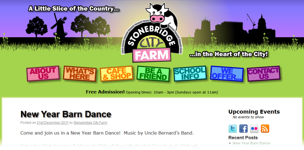 The top of the Stonebridge City Farm home page