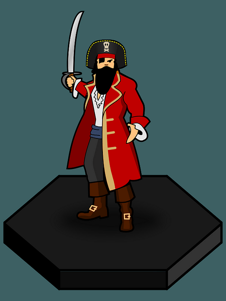 Pirate with eyepatch and a bushy black beard