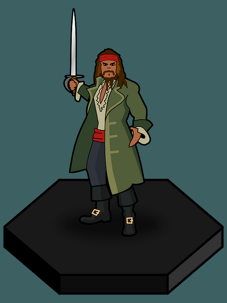 A pirate with dreadlocks.  And a straight sword.