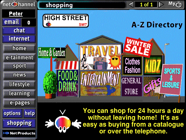 You can shop for 24 hours a day without leaving home! It's as easy as buying from a catalogue or over the telephone.
