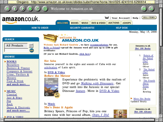 The Amazon.co.uk home page, circa Y2K