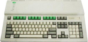 A3010 from above - keyboard taking up most of the bottom half, rounded plastic the top.