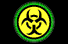 A rotating biohazard symbol, the "throbber" that showed that things were downloading.